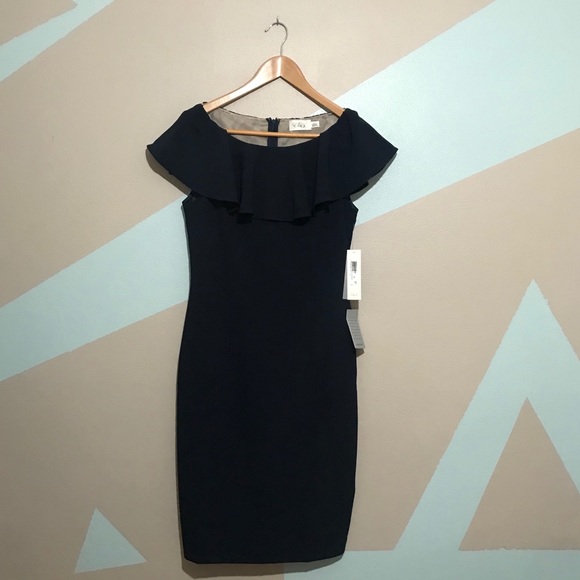 Eliza J Dresses & Skirts - Eliza J Navy Blue Ruffle Lace Dress Size 6 NWT